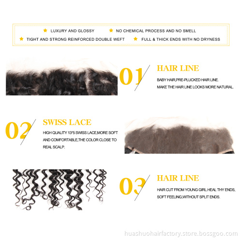 Brazilian Water Wave Human Hair Bundles Wholesale Virgin Remy Cuticle Aligned Raw Virgin Hair And Frontal